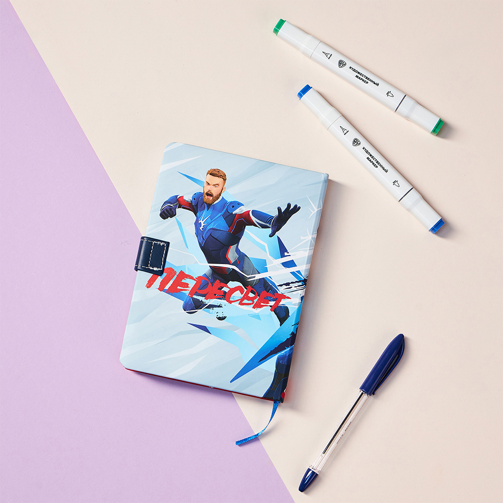 BY Русские Супергерои Зап.книжка 17,8х13см, 112л., тв.обл.с порол., ПУ "софт тач", магнит,"Пересвет", арт.№ 557-087