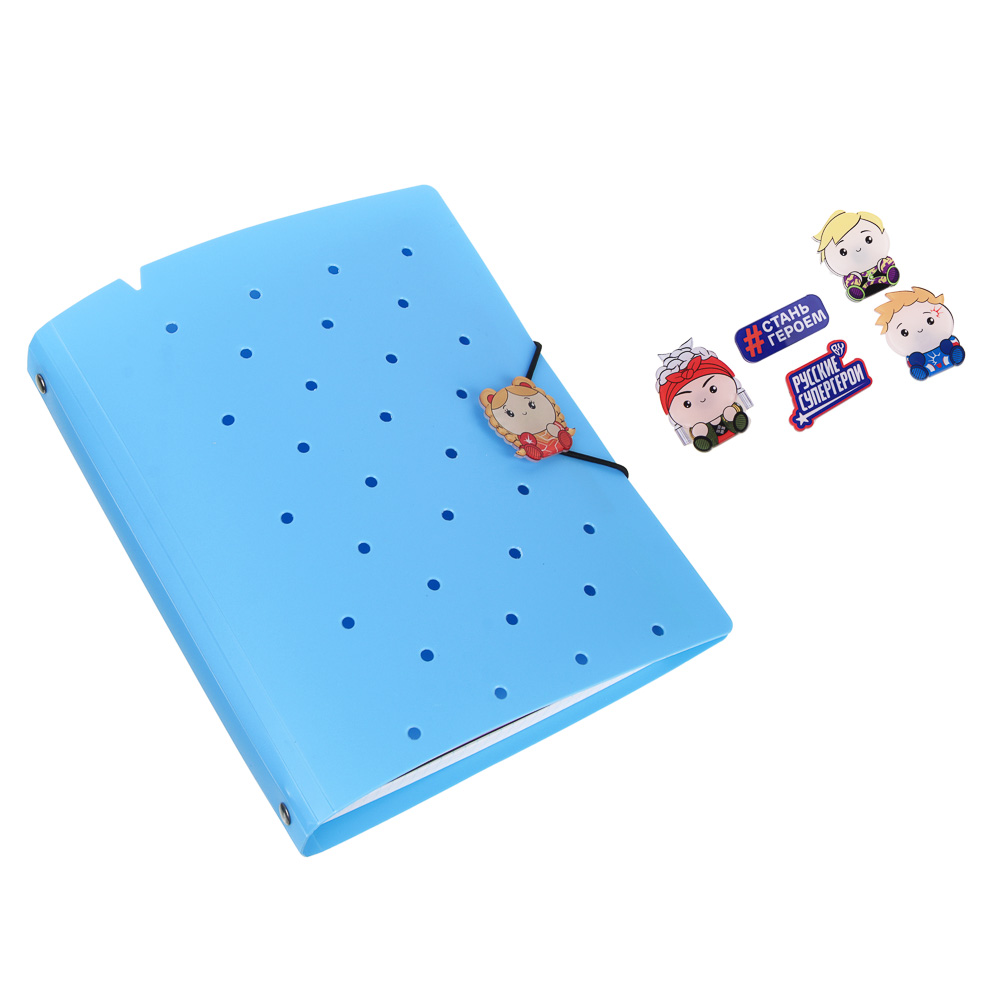 Тетрадь А5 BY Русские Супергерои "Кавай", с кольцевым механизмом, заменяемый блок 80 листов, 6 съемных фигурок, 3 дизайна, арт.№ 557-088