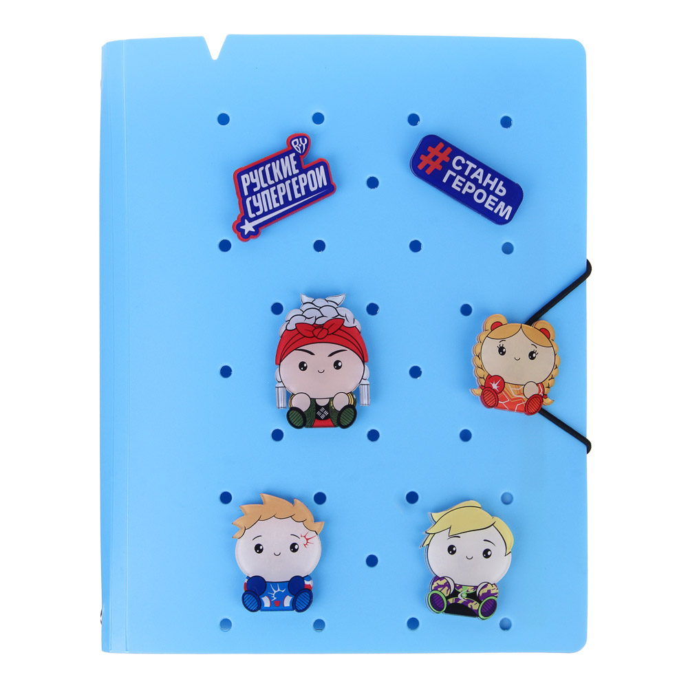 Тетрадь А5 BY Русские Супергерои "Кавай", с кольцевым механизмом, заменяемый блок 80 листов, 6 съемных фигурок, 3 дизайна, арт.№ 557-088