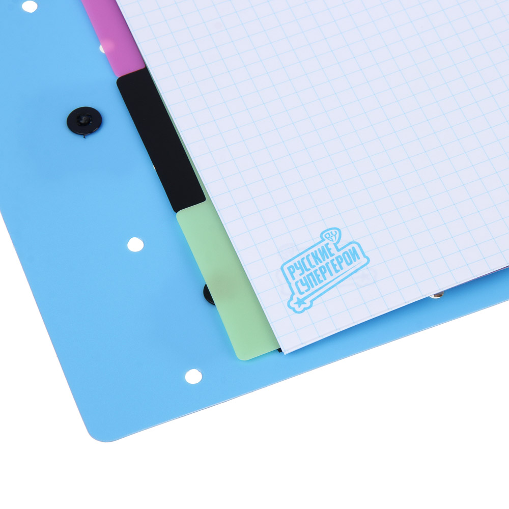 Тетрадь А5 BY Русские Супергерои "Кавай", с кольцевым механизмом, заменяемый блок 80 листов, 6 съемных фигурок, 3 дизайна, арт.№ 557-088