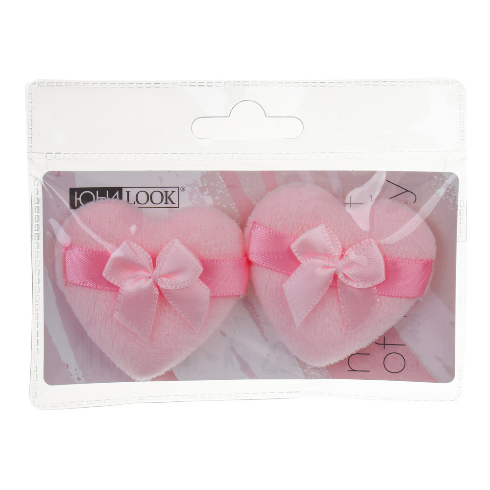 ЮНИLOOK Спонж-пуховка в виде сердца, 2 шт, полиэстер, ППУ, 4,5х4,7см, 3 цвета, арт.№ 357-377