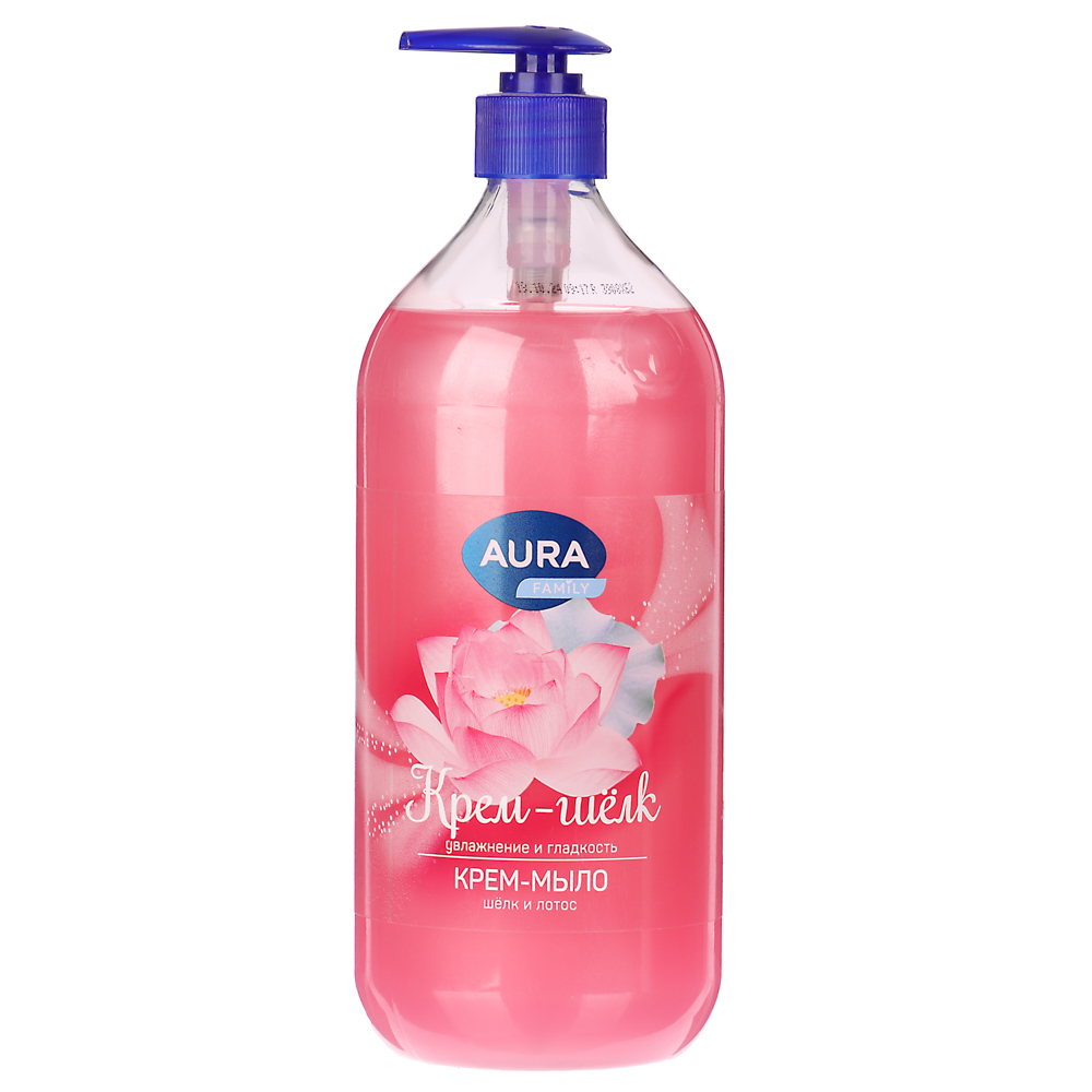 Крем-мыло жидкое AURA Silky Cream Шелк и лотос, дозатор, п/б, 1000мл, арт.№ 952-059