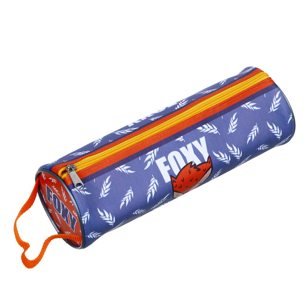 ФОКСИ Пенал мягкий круглый, 21х7х7см, ПВХ, с ручкой, с антисминаемым вкладышем, арт.№ 238-367