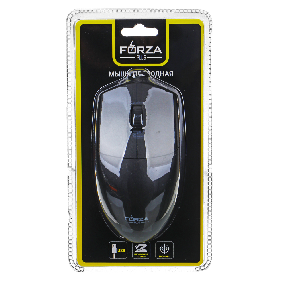 Компьютерная мышь проводная FORZA Стандарт, 1000DPI, длина провода 125см, чёрный, арт.№ 405-029