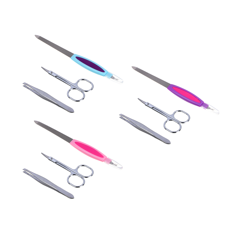 ЮНИLOOK Набор маникюрный 3 пр. (пилка металлическая с триммером, ножницы, пинцет), арт.10-9, арт.№ 305-415