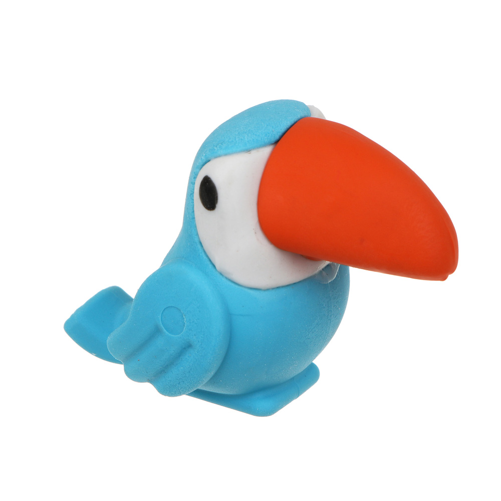 Ластик-топпер в форме тукана, ТПР, 3 цвета, 3х2,7х4 см, арт.№ 607-036