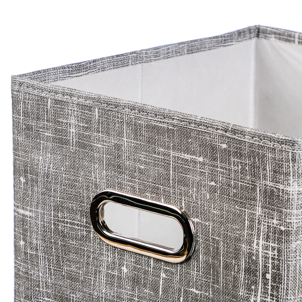 VETTA ЛЁН Короб стеллажный с вырубной ручкой, 25х25х25см, полиэстер, серый, арт.№ 457-551