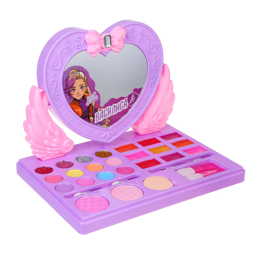 BY Русские Супергерои Набор детской косметики: тени, блески для губ, спонж, аппликатор, зеркало, МП-4, арт.№ 330-563