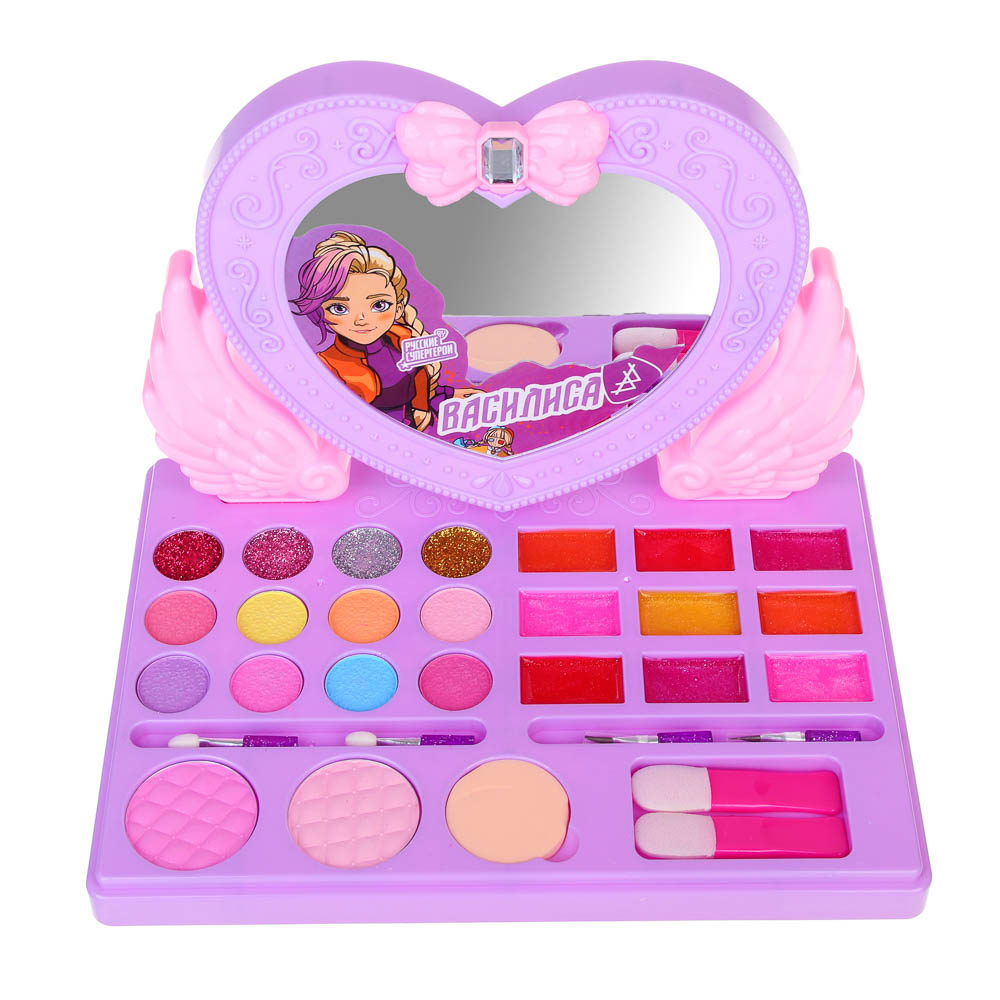 BY Русские Супергерои Набор детской косметики: тени, блески для губ, спонж, аппликатор, зеркало, МП-4, арт.№ 330-563