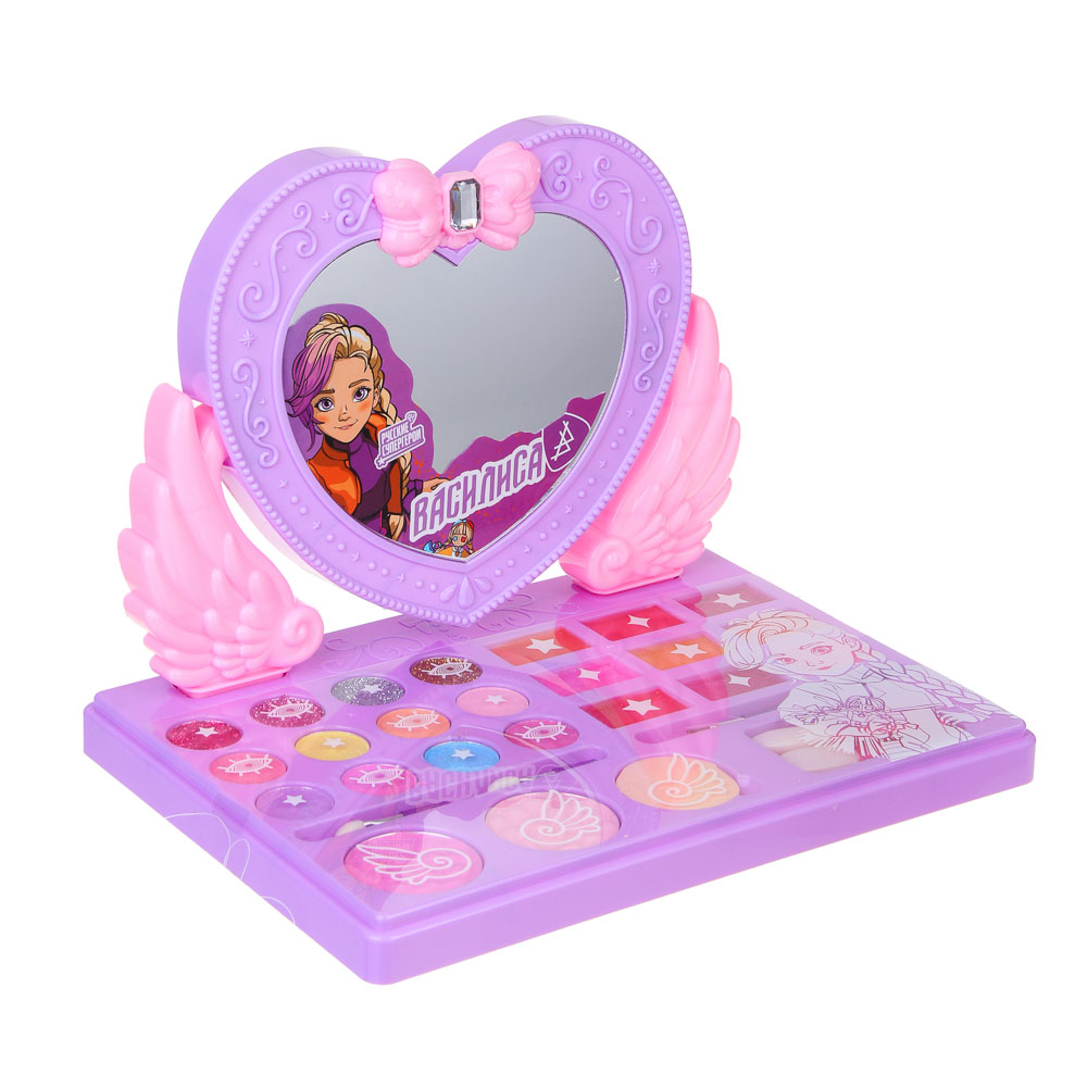 BY Русские Супергерои Набор детской косметики: тени, блески для губ, спонж, аппликатор, зеркало, МП-4, арт.№ 330-563