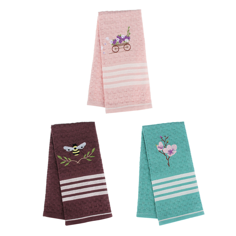 PROVANCE Мятный Латте Полотенце вафельное с вышивкой, 100% хлопок, 40х60см, 3 дизайна, арт.№ 488-046