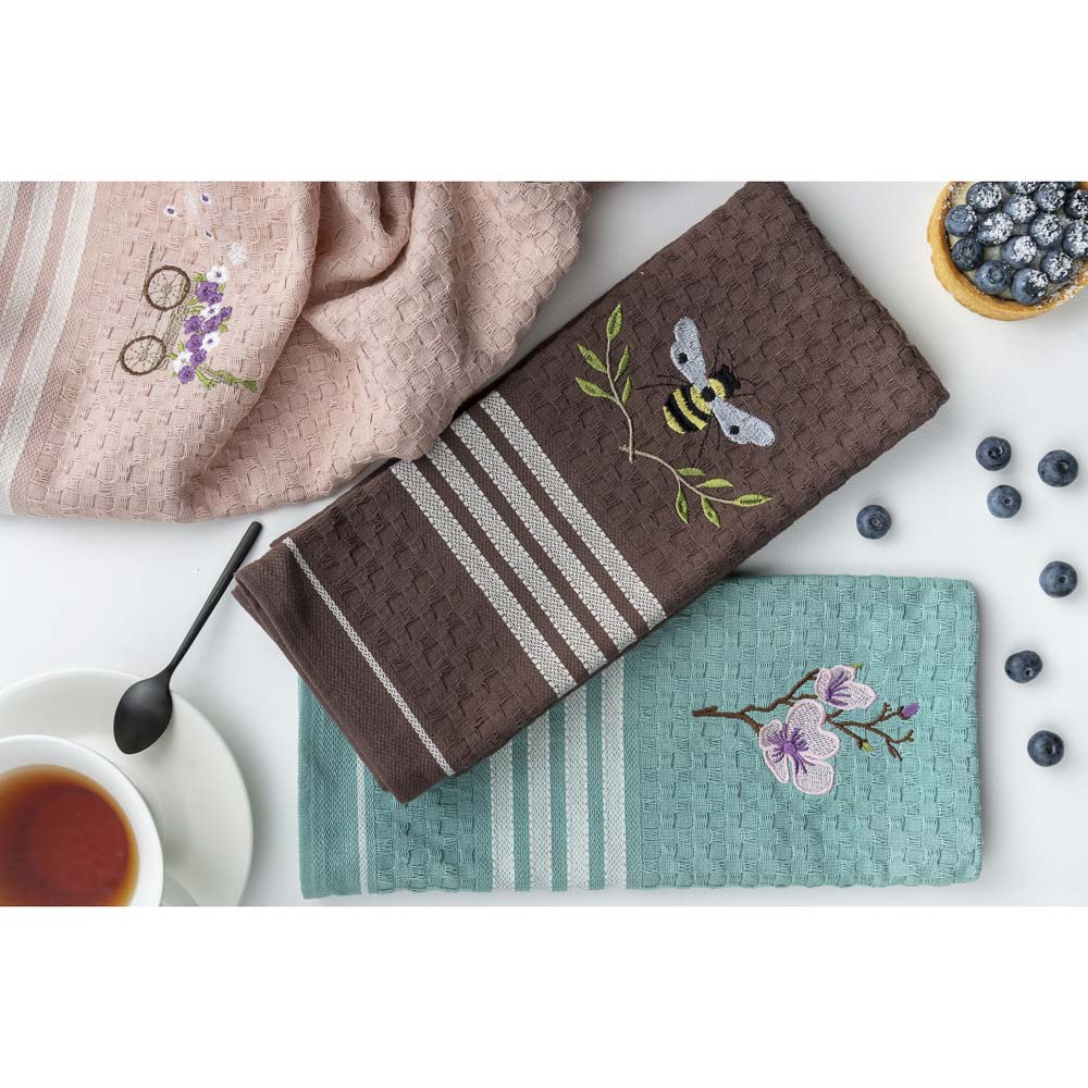 PROVANCE Мятный Латте Полотенце вафельное с вышивкой, 100% хлопок, 40х60см, 3 дизайна, арт.№ 488-046