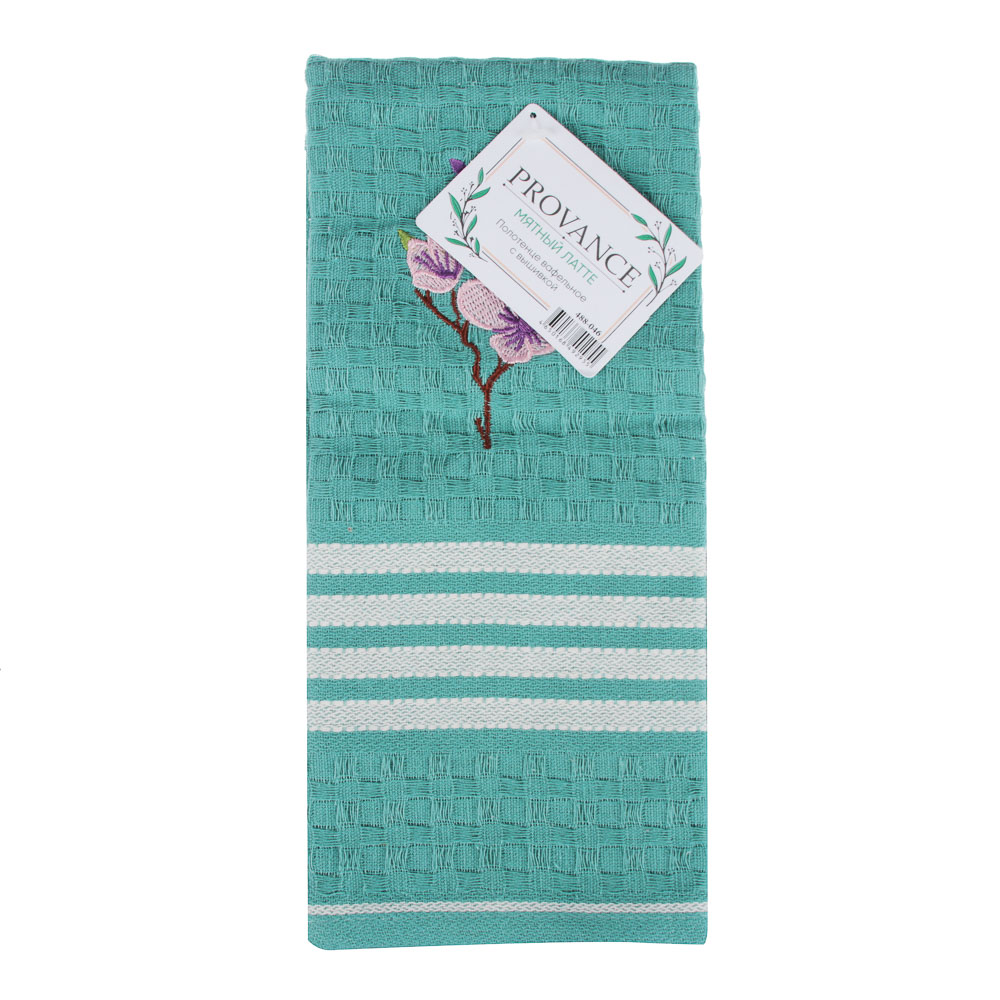 PROVANCE Мятный Латте Полотенце вафельное с вышивкой, 100% хлопок, 40х60см, 3 дизайна, арт.№ 488-046