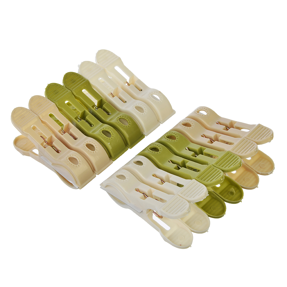 VETTA Набор прищепок 12шт, круглый захват, пластик, металл, 3 цвета, арт.№ 453-075