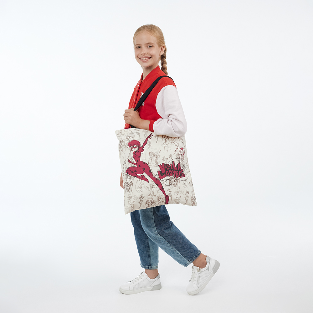 Ледибаг Сумка-шоппер, 38x42см, внутр.карман, ручки 58 см, ПЭ под ткань, серия "Скетч", арт.№ 811-025