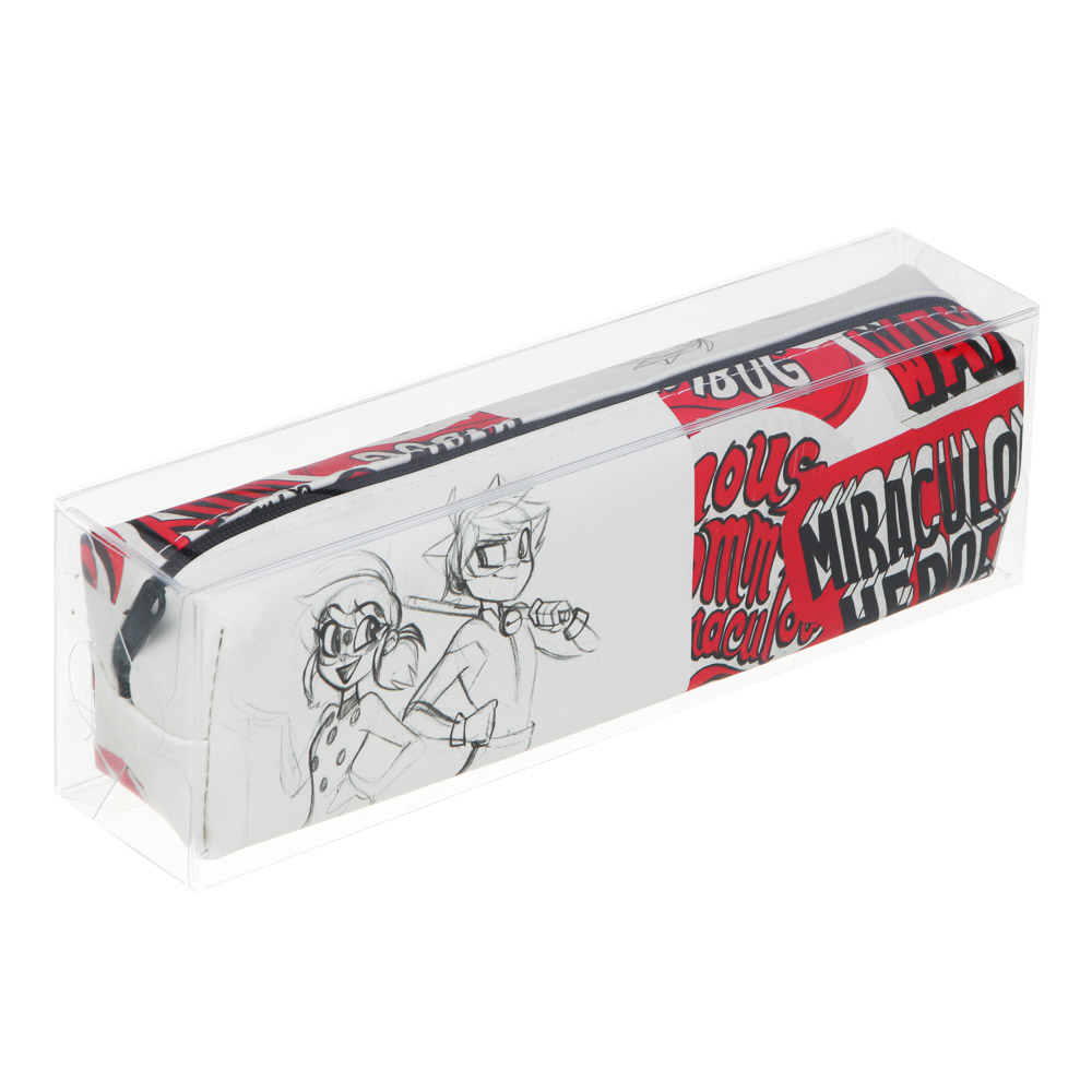 Ледибаг Пенал прямоугольный, 20,5x5,5x4см, искусственная кожа с печатью, ПВХ бокс, серия "Скетч", арт.№ 811-026