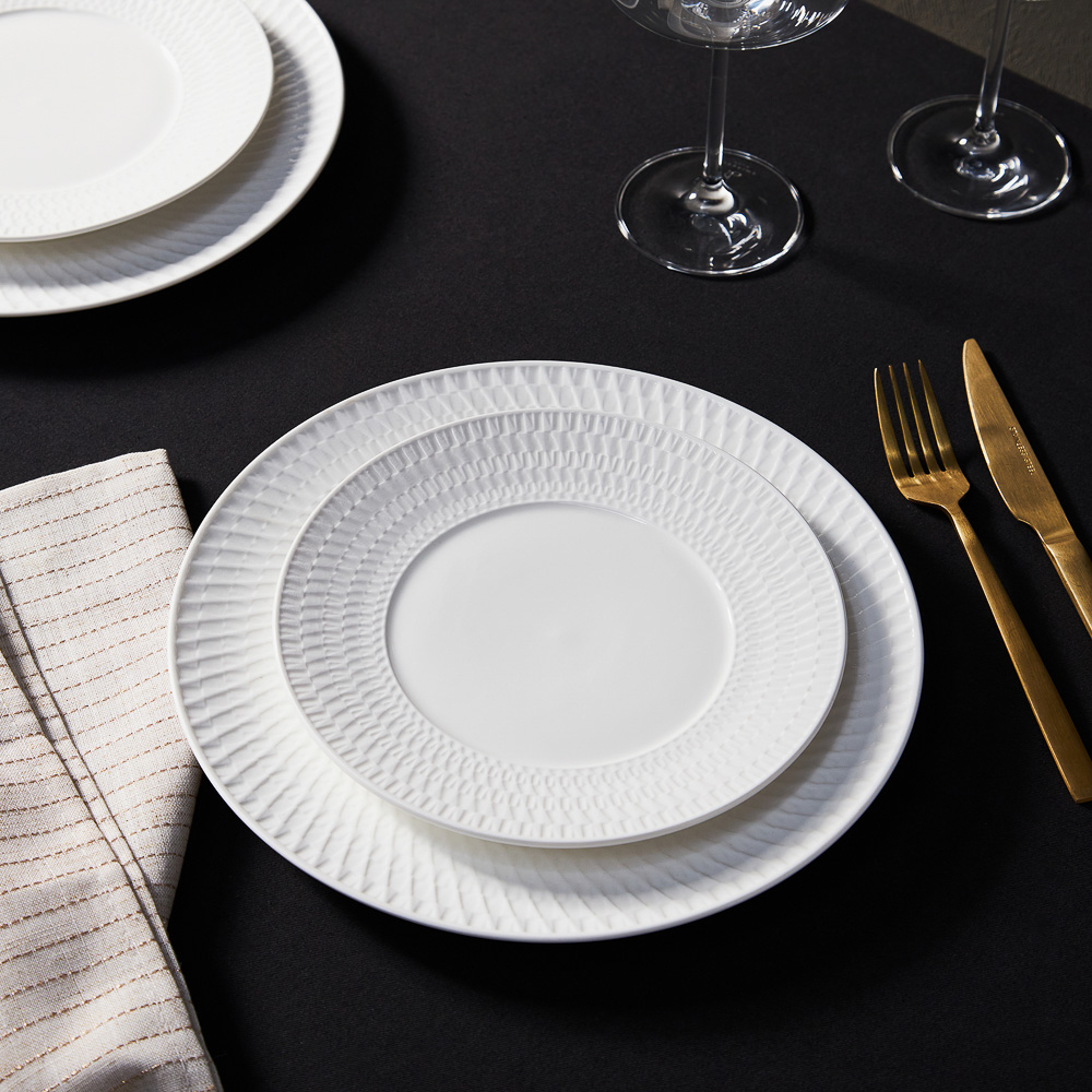 BY COLLECTION White Line Тарелка десертная, 20см, фарфор, рельеф, арт.№ 820-811