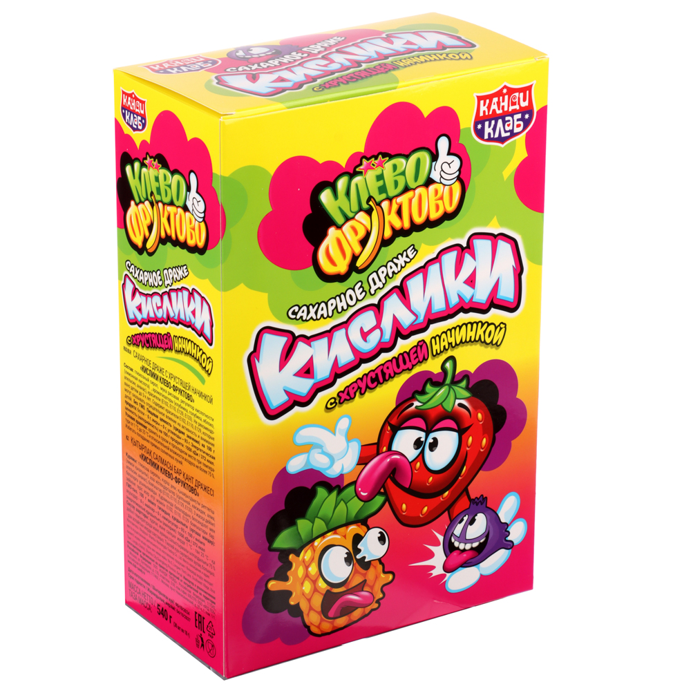 Драже сахарное с хрустящей начинкой "Кислики Клево-Фруктово" 18г, арт.№ 347-357