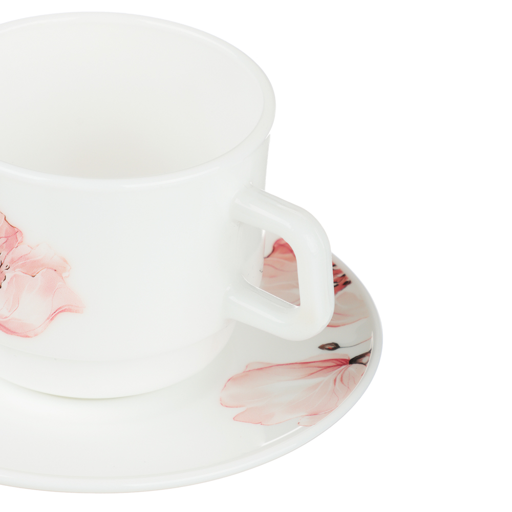 MILLIMI Роселла Чайная пара (чашка 250мл., блюдце 15см), опаловое стекло, арт.№ 818-879