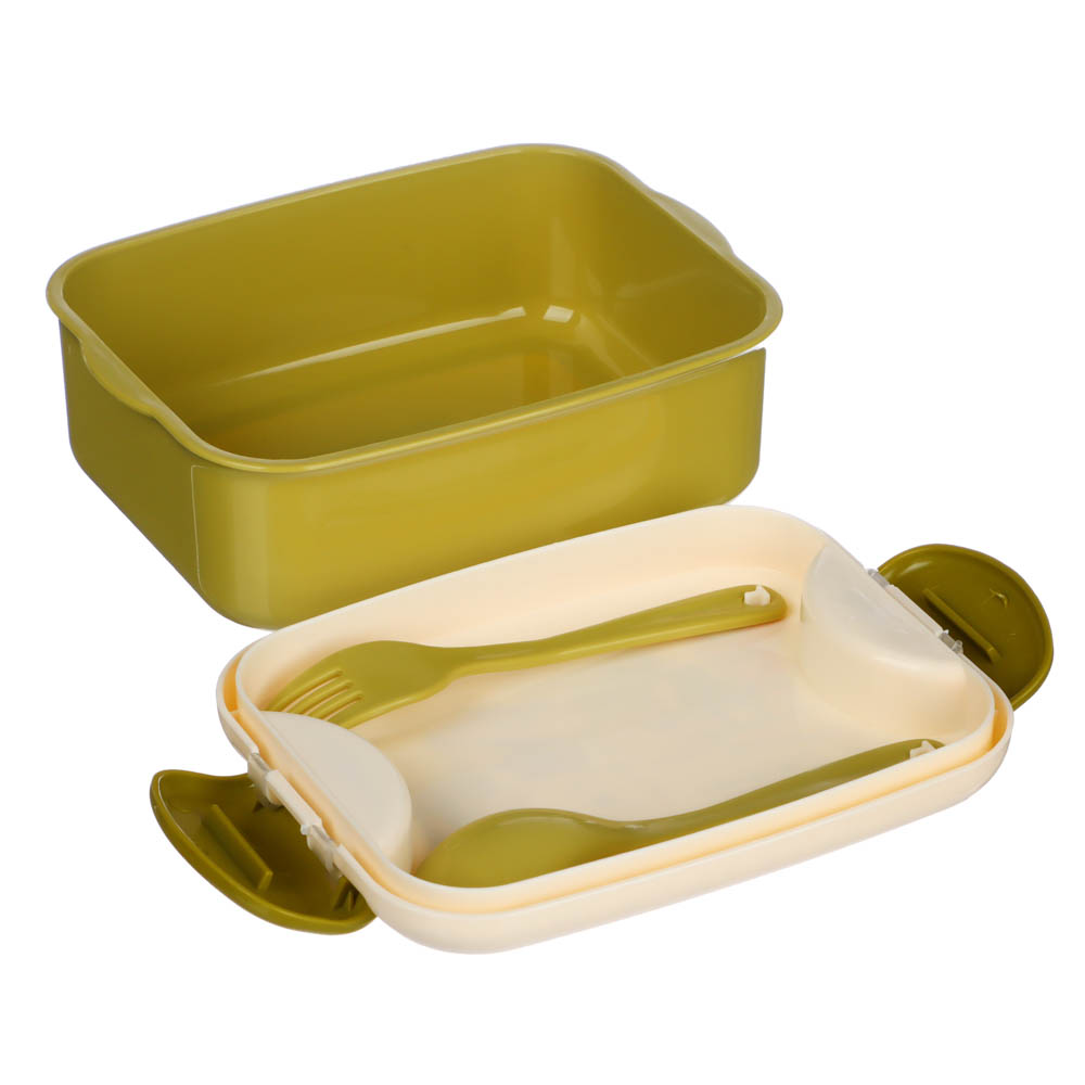 Ланчбокс с ложкой и вилкой "Медвежата", 350мл, полипропилен, арт.№ 829-205