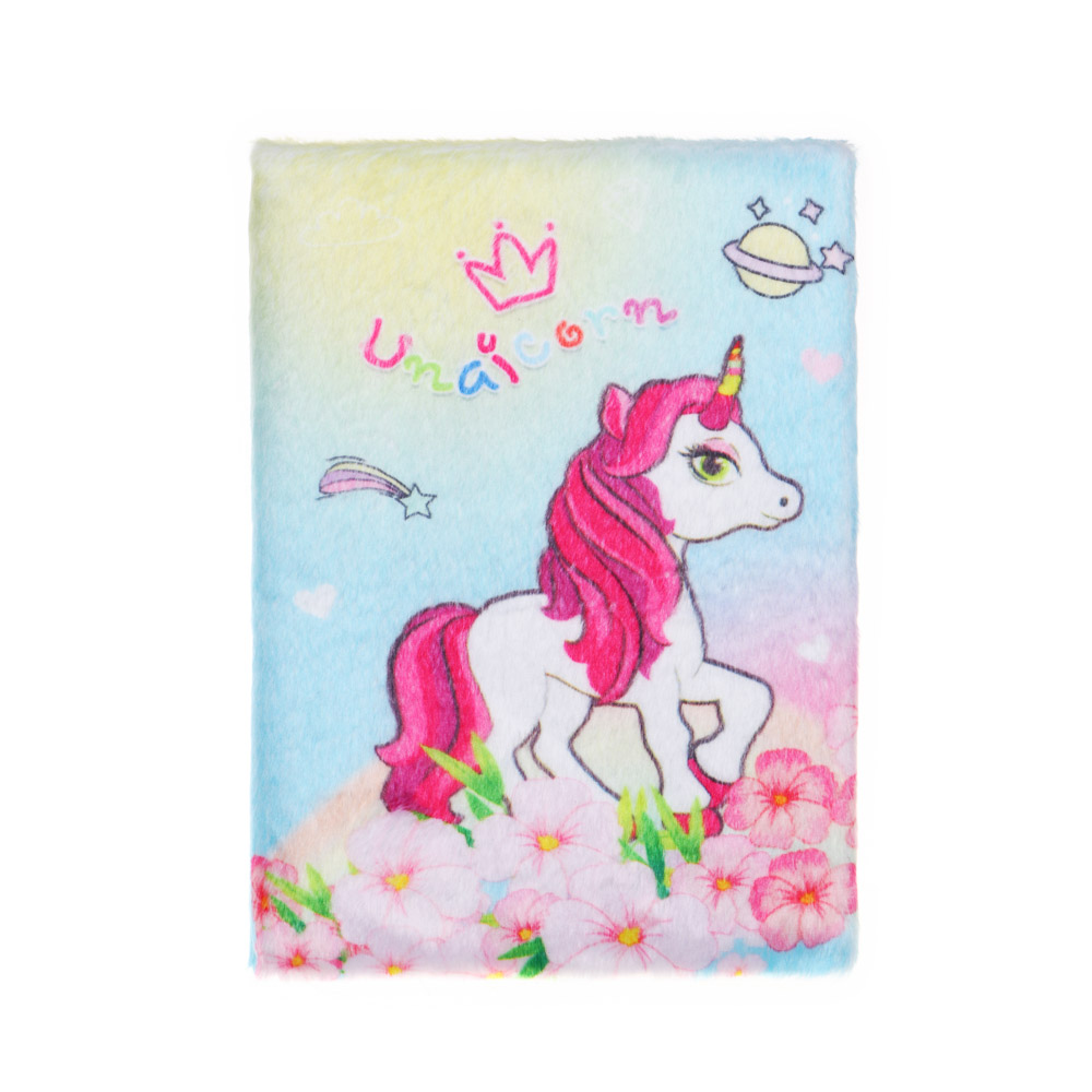 Записная книжка А5, 21х15см, 80 листов, "Единороги", флис с цветной печатью, 4 дизайна, арт.№ 557-068