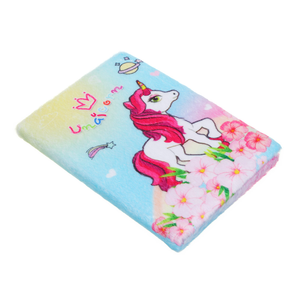 Записная книжка А5, 21х15см, 80 листов, "Единороги", флис с цветной печатью, 4 дизайна, арт.№ 557-068