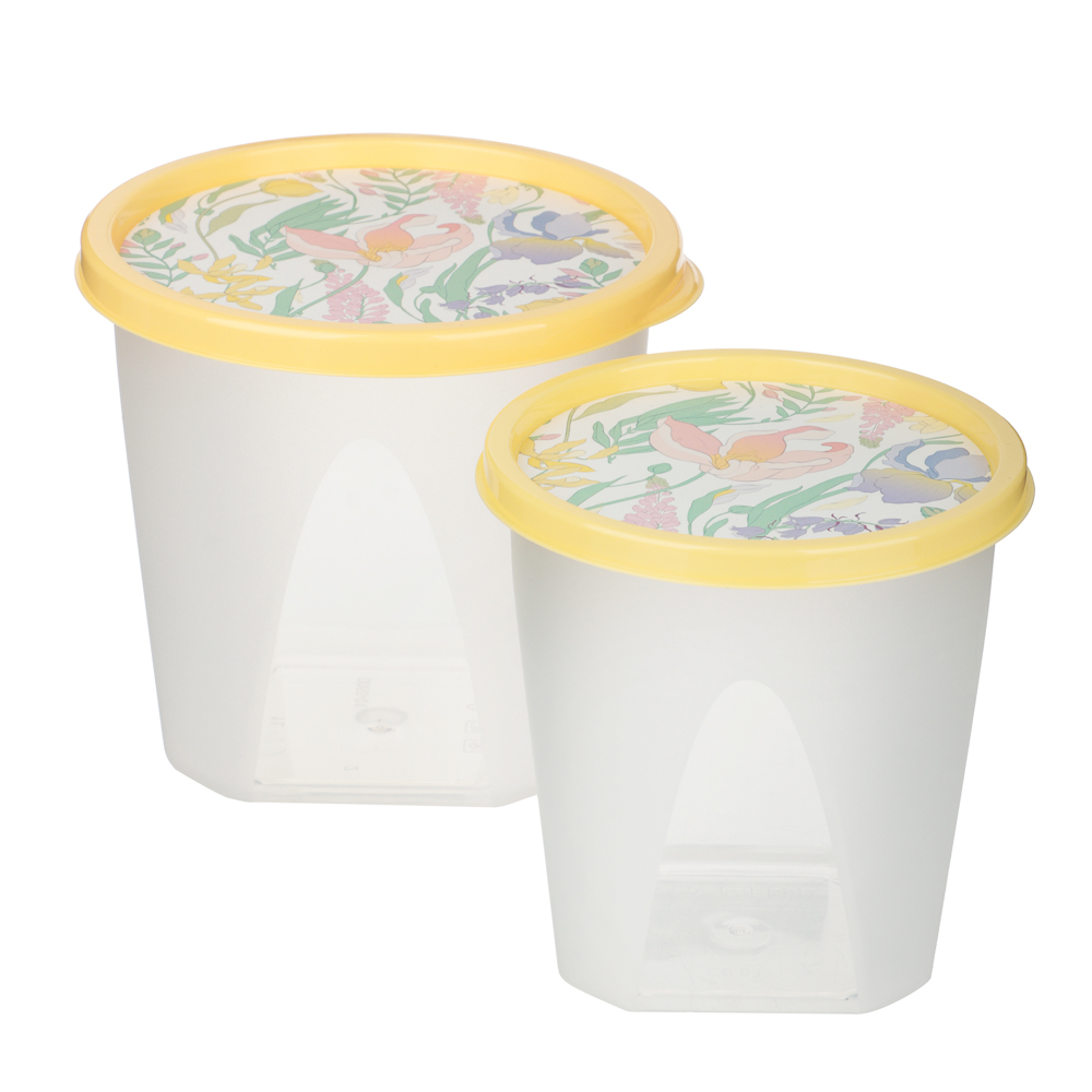 Ботаника Набор контейнеров круглых 0,6л+1,0л, пластик, 3 цвета, арт.№ 861-569