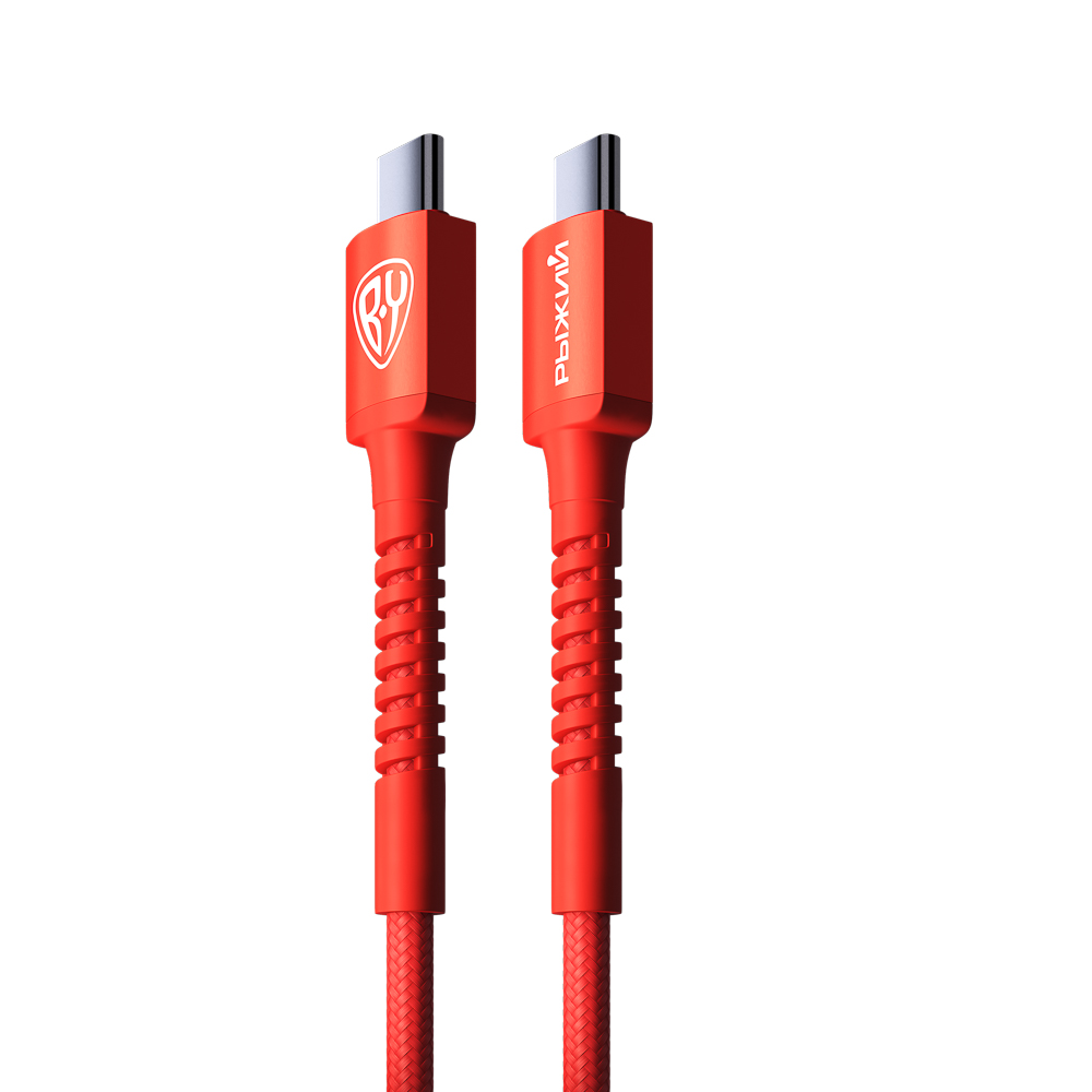 BY Рыжий Кабель для зарядки XXL Type-C-Type-C, 1,5м, Быстрая зарядка 3А, PD 65W, тканевый, оранж., арт.№ 931-532