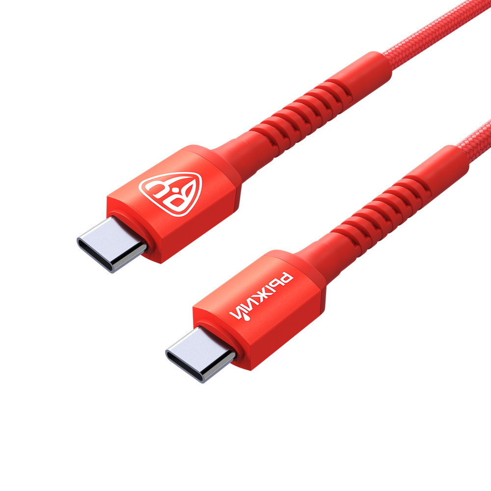 BY Рыжий Кабель для зарядки XXL Type-C-Type-C, 1,5м, Быстрая зарядка 3А, PD 65W, тканевый, оранж., арт.№ 931-532