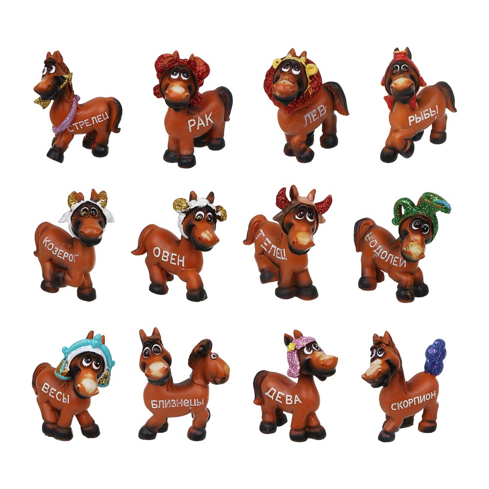 СНОУ БУМ Фигурка лошади Зодиак 8x4x8 см, 12 дизайнов, полистоун, арт.№ 398-867