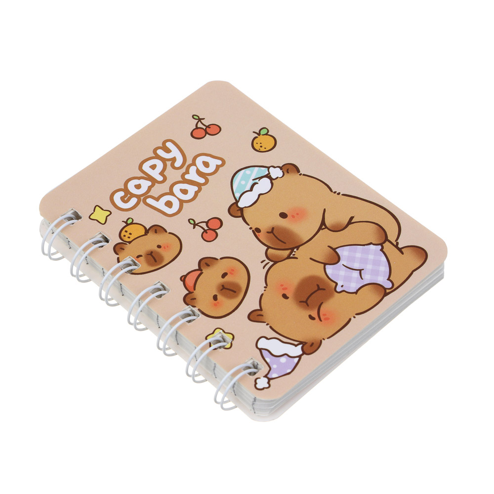 Записная книжка на спирали, 8x10см, 78 л., 4 дизайна, Капибары, арт.№ 574-066