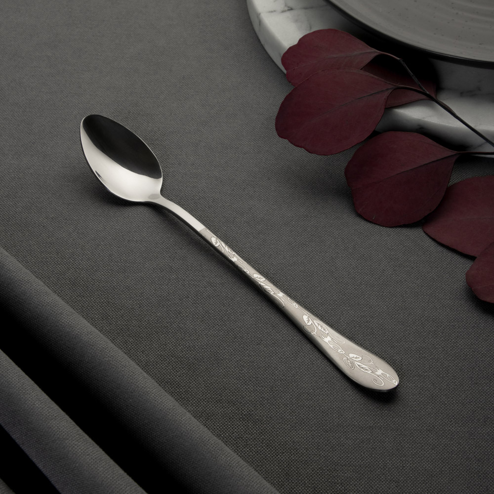 Ложка чайная с удлиненной ручкой "Цветы", 19см, нерж.сталь, арт.№ 815-402