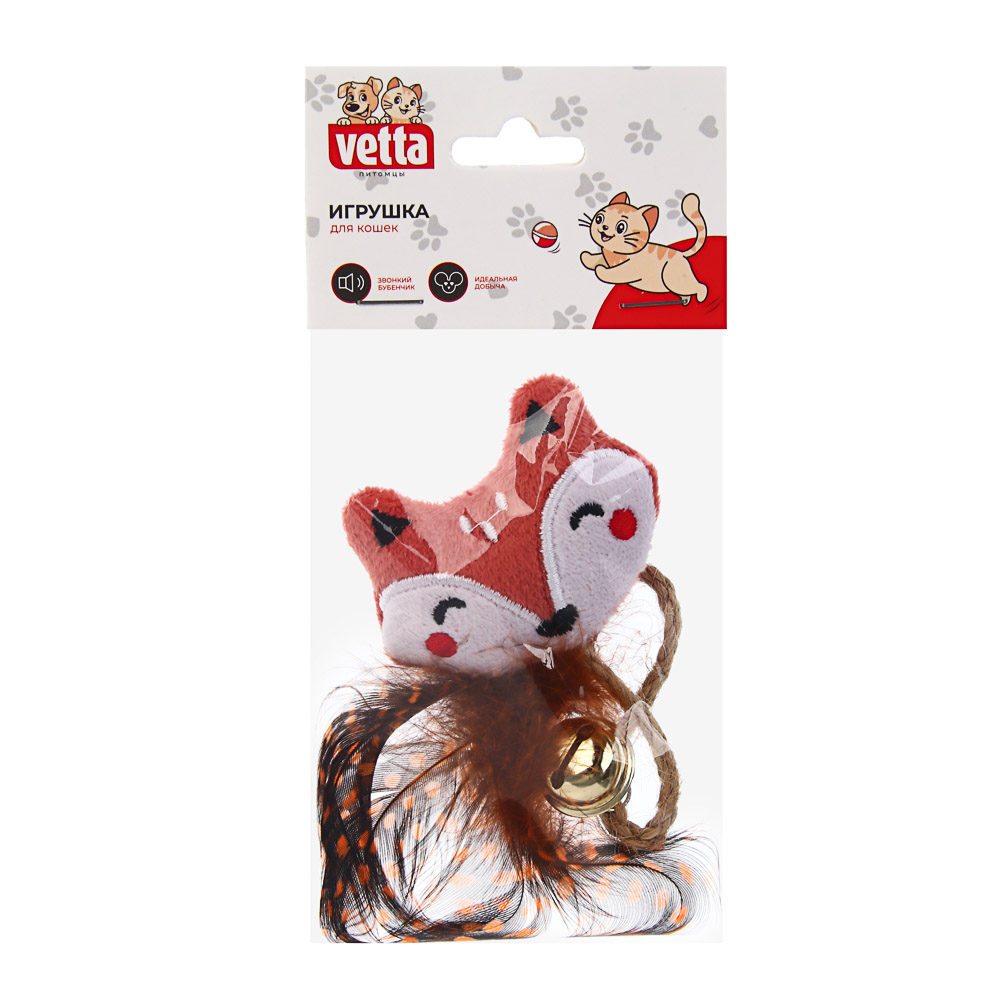 Игрушка для кошек тм VETTA, лисичка с пером, п/э, 25см, арт.№ 273-560