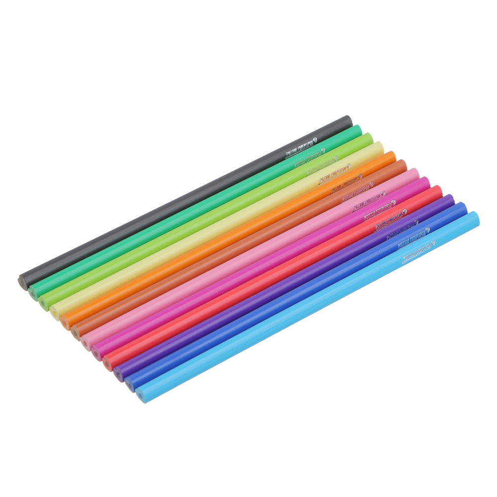 Карандаши цветные BY Русские супергерои "Джуниор" 12 цветов, в форме сердца, точилка, пл.бокс, арт.№ 228-014