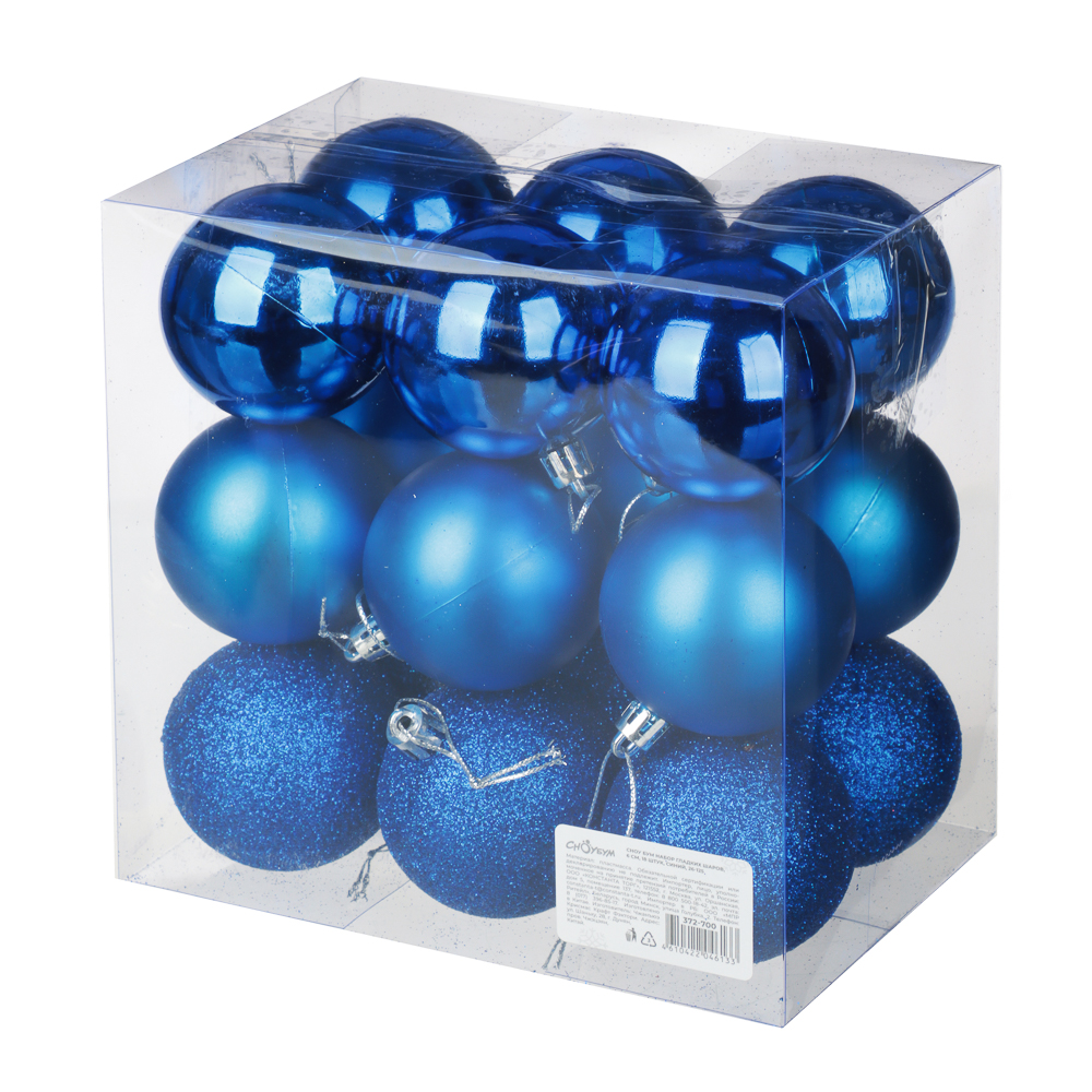 СНОУ БУМ Набор гладких шаров 6 см, 18 шт, синий, 26-125, арт.№ 372-700