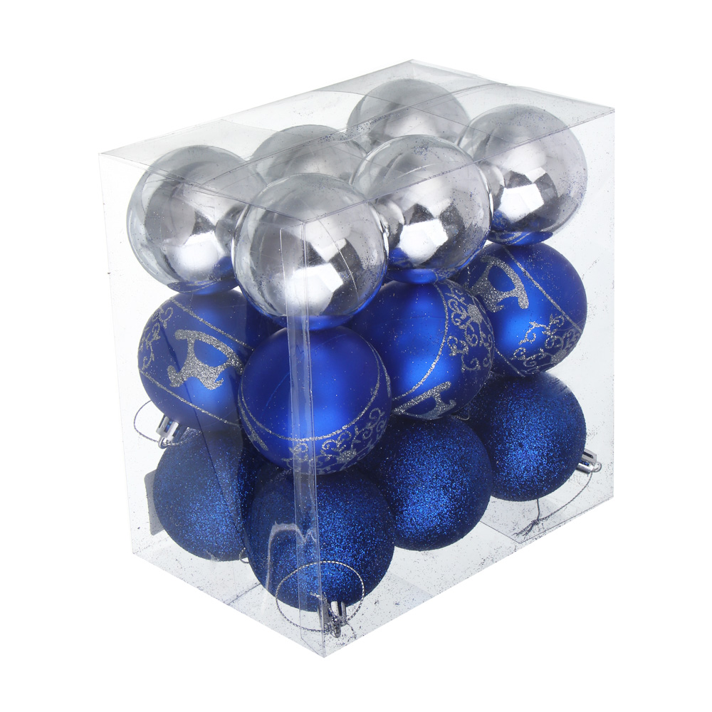 СНОУ БУМ Набор шаров 6 см, 18 шт, пластик, глиттер, 26-127, арт.№ 309-066