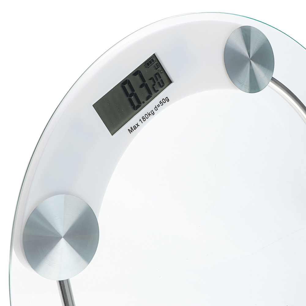 LEBEN Весы напольные электронные круглые, ЖК-дисплей, макс. нагр.до 180кг, стекло, d33см, арт.№ 487-020