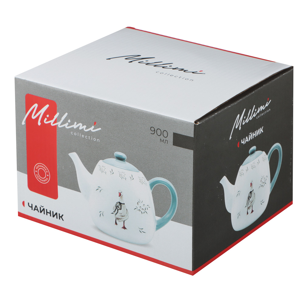 Чайник Гуси тм MILLIMI, 900мл, керамика, арт.№ 824-357