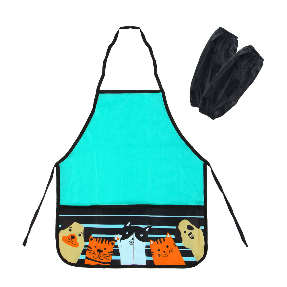 ХЭВ Э НАЙС ДЭЙ Фартук для труда на завязках, 45Х54см, улучш.полиэстер, 2 кармана, с нарукавниками, арт.№ 233-093