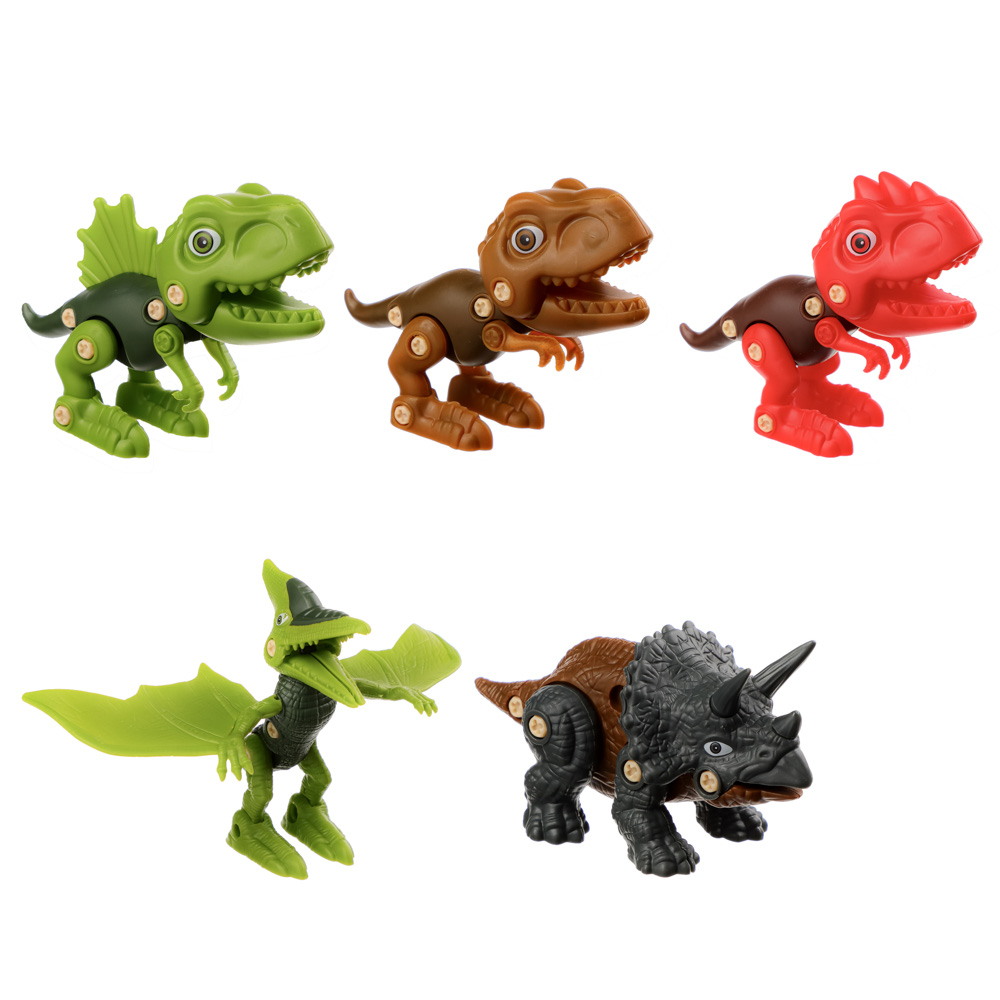 ИГРОЛЕНД Дино-конструктор с отверткой, ABS, 11пр.,10х8,5х4см, арт.№ 859-075