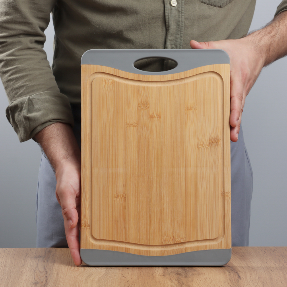 SATOSHI Доска разделочная бамбук, силикон, 36,5х25,5х1,5см, арт.№ 851-188