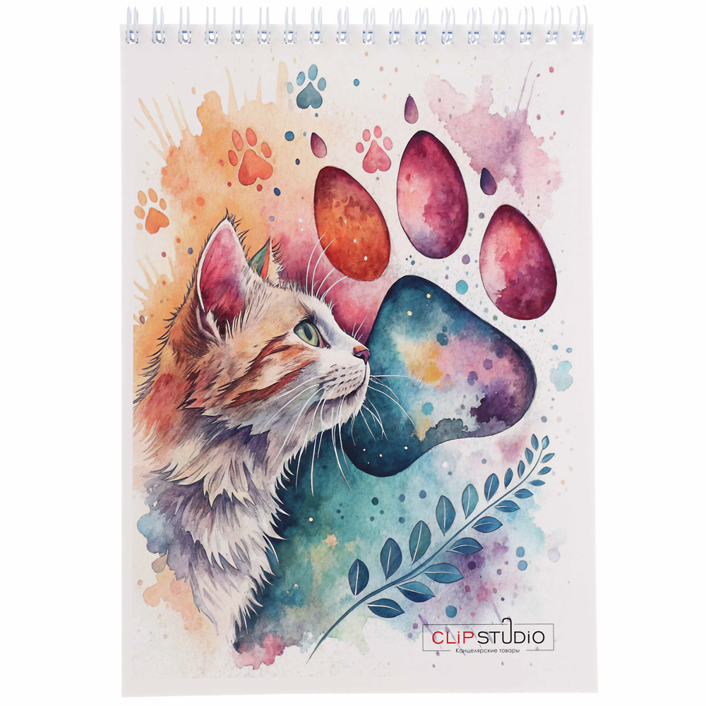 Блокнот А5, 40 листов в клетку ClipStudio, офсет, обложка картон, спираль,  8 дизайнов, арт.№ 540-017