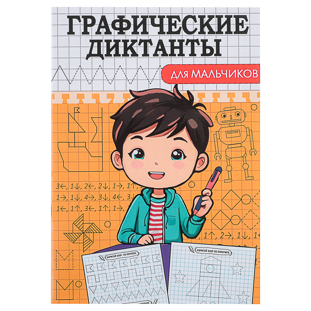 ПРОФ-ПРЕСС Книжка "Графические диктанты", 16,5x23,5см, 12 стр., 4 дизайна, арт.№ 876-094