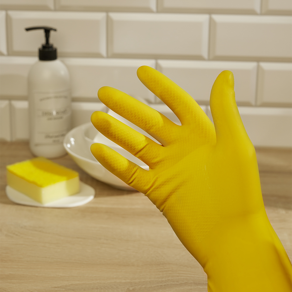 Перчатки тм VETTA Лайт, размер S, латекс, желтый цвет, арт.№ 447-004