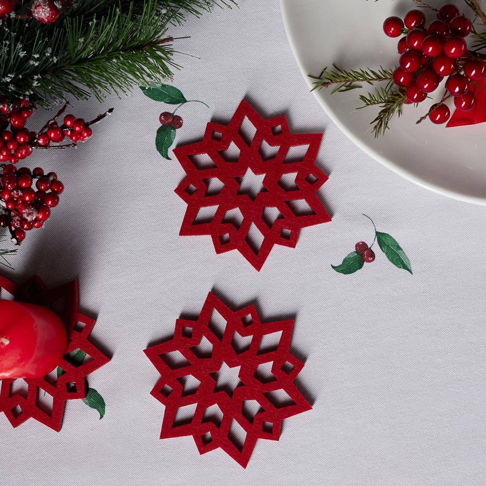 PROVANCE Винтер Подставка фетровая 4шт, 10см, 100% полиэстер, красный, арт.№ 492-179