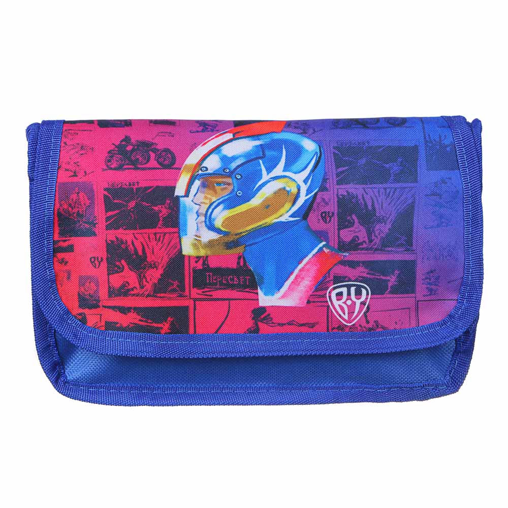 BY Пенал прямоугольный, 21х14х7,5см, 2 отд.на молнии, клапан на липучке, полиэстер, 2 дизайна, арт.№ 238-256