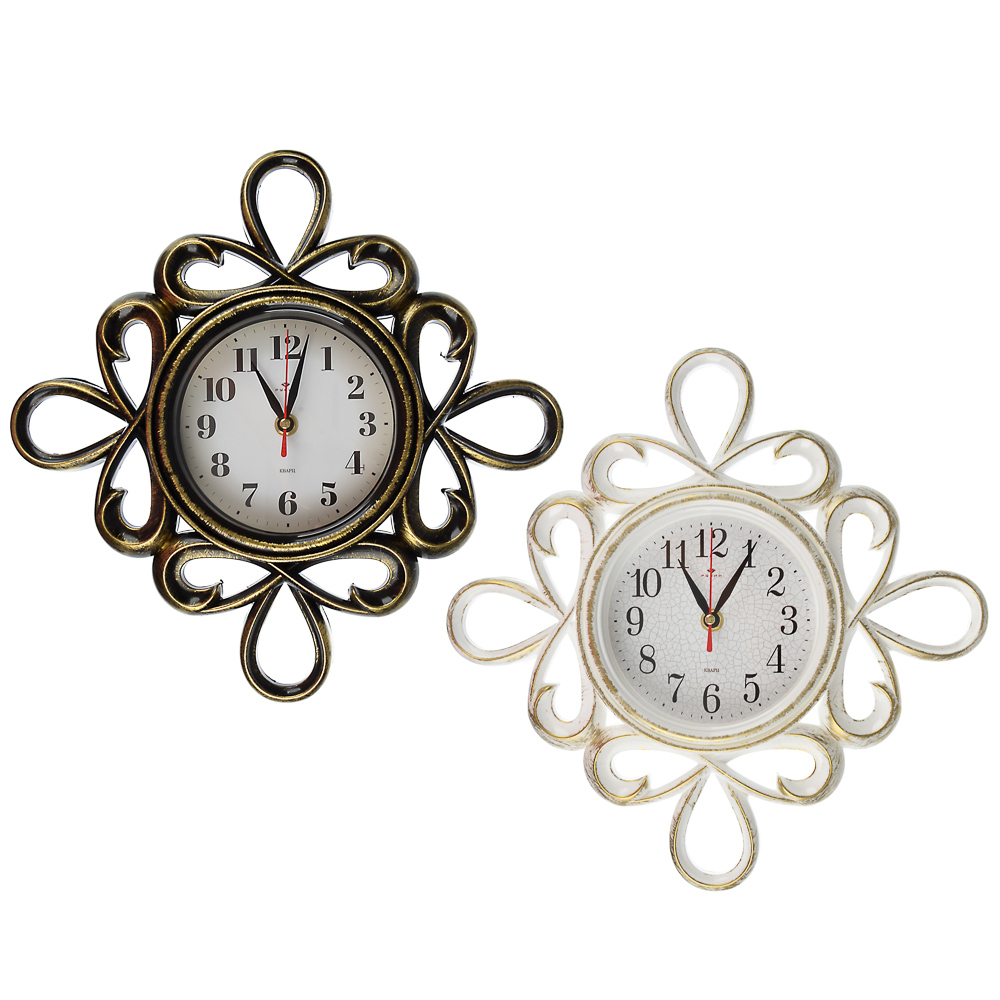 Часы настенные, 13см, пластик, 2 дизайна в декоративной раме, арт.№ 581-824