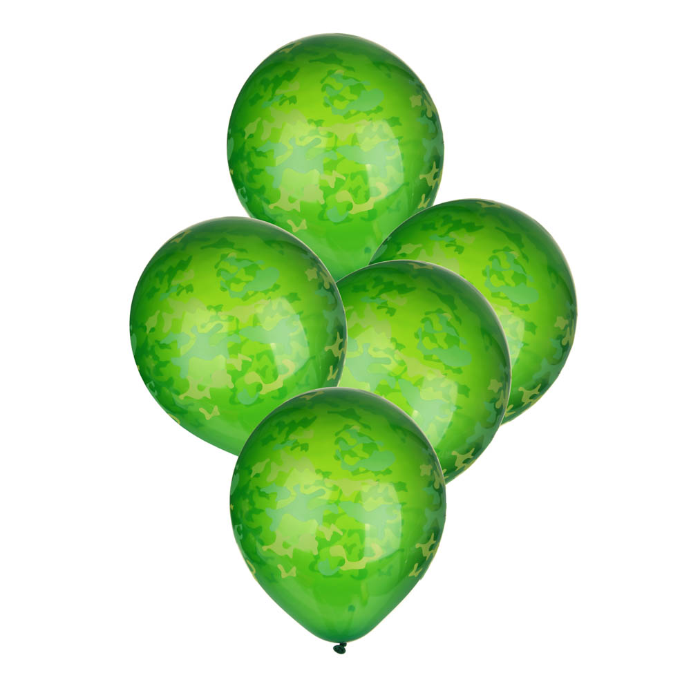 Набор воздушных шаров 5 шт, 12", латекс, камуфляж, арт.№ 518-005