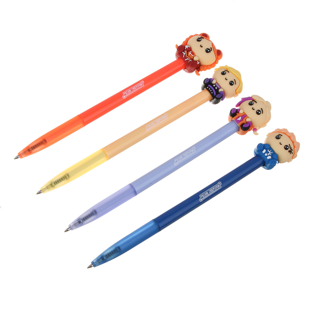 Авторучка шар. BY Русские Супергерои "Кавай" синяя, с фигуркой в форме супергероя, 4 диз., дисплей, арт.№ 591-041