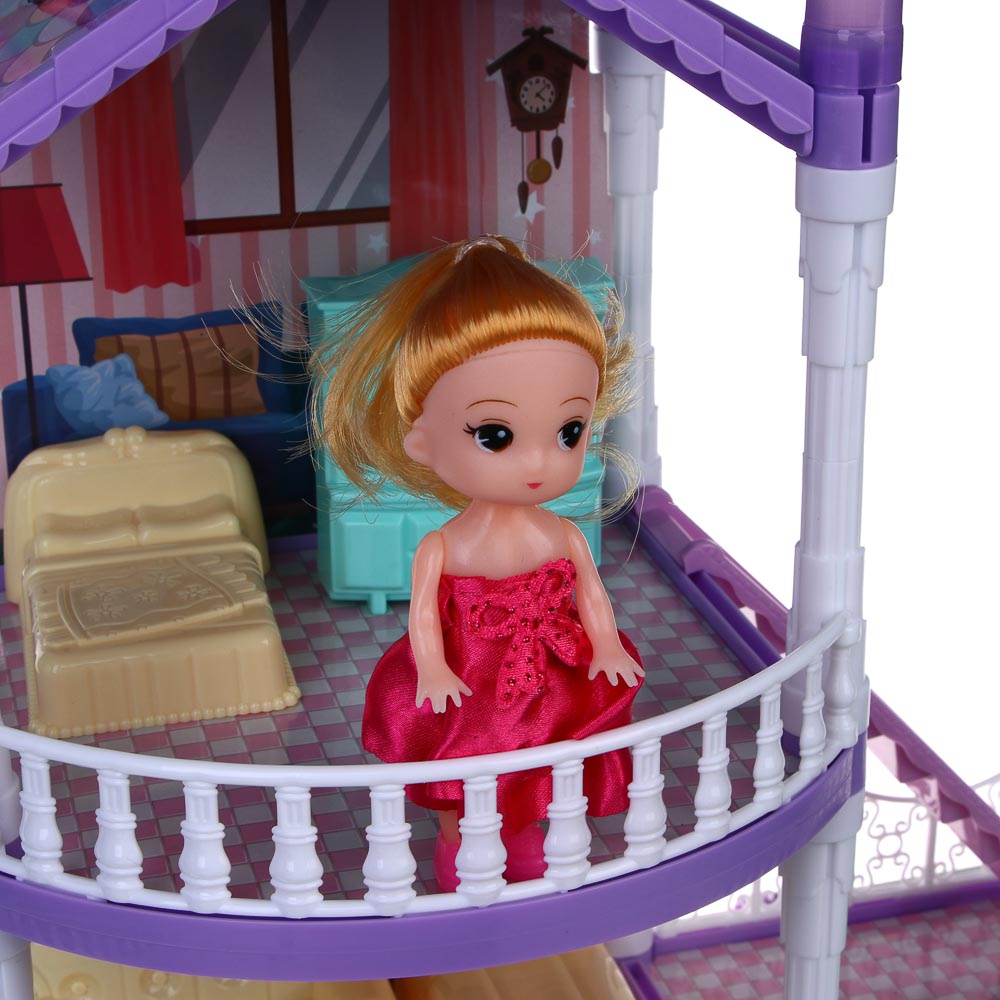 ИГРОЛЕНД Дом для куклы с акс., питомцами и куклой, 113 пред., ABS, PP, полиэстер, 30х8х23 см, арт.№ 278-136